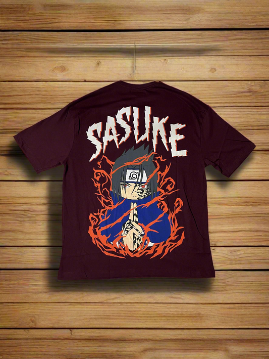 Sasuke Uchiha “Flame Mode” Oversized Anime Tee - ModeStitch